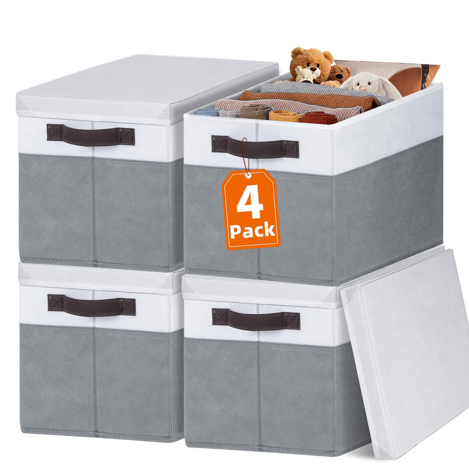 Criusia large closet bins with lids for organized shelves and dust protection