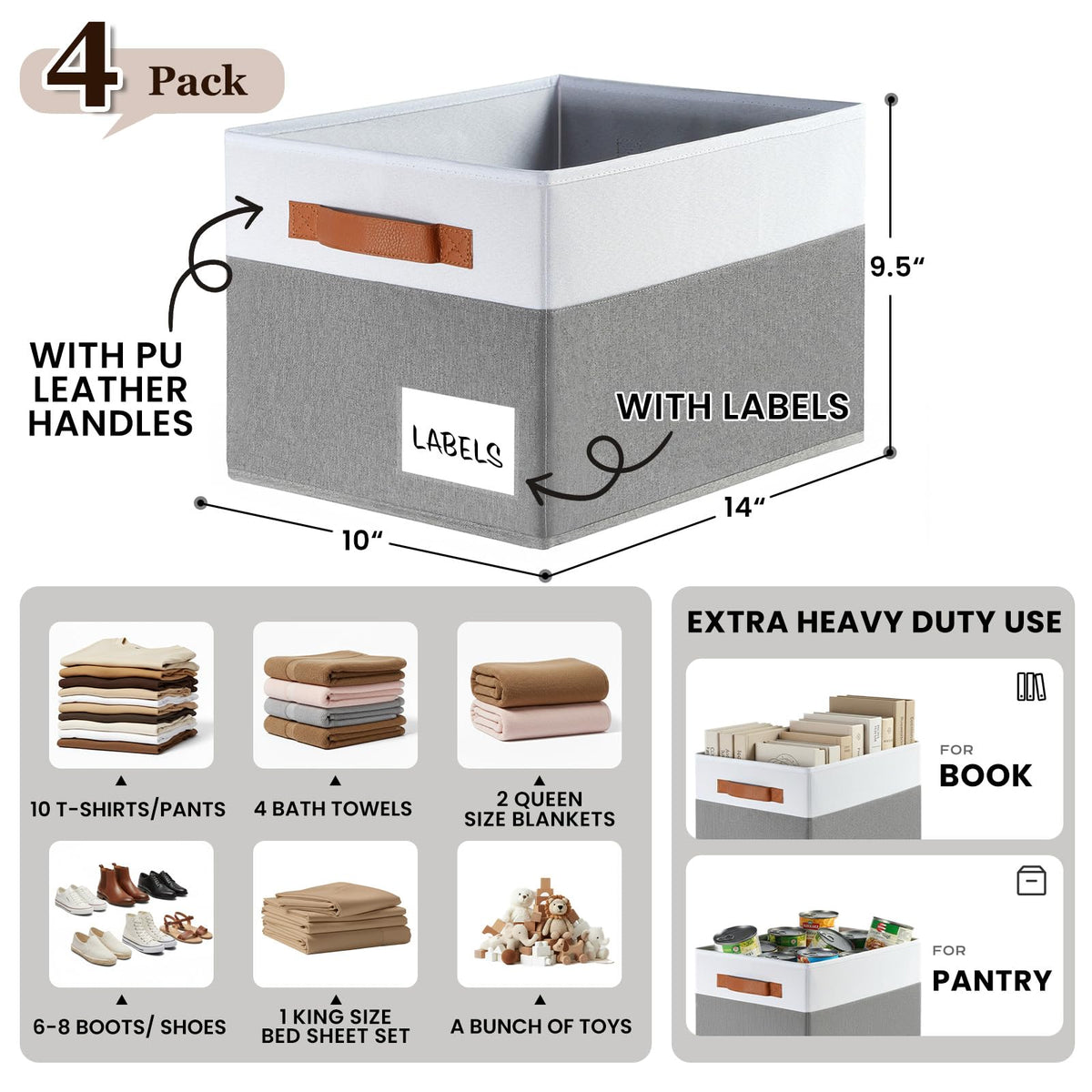 Criusia large basket supports up to 50 lbs for sturdy storage.