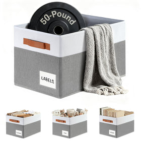 Criusia large closet storage basket on a shelf for neat, accessible organization.