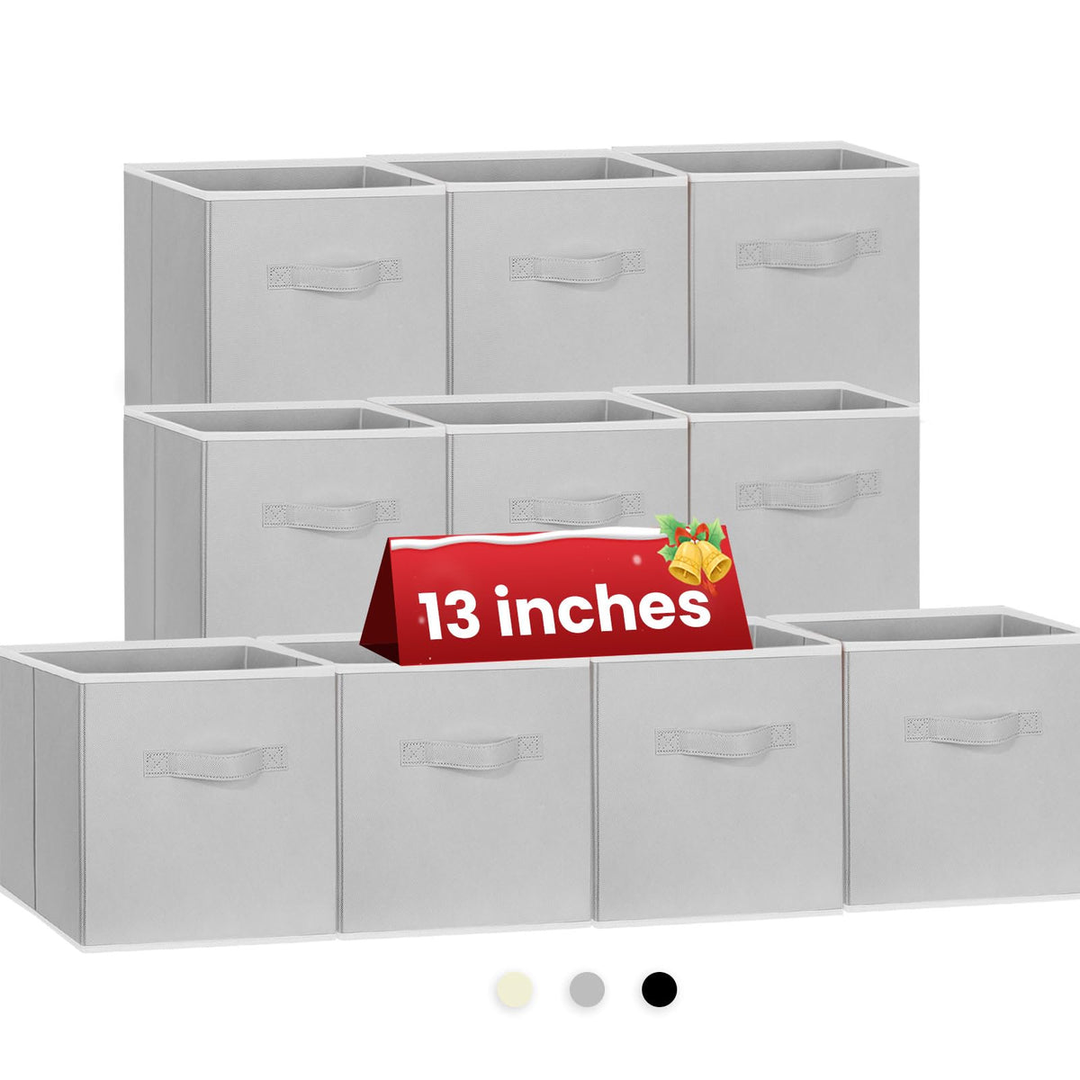 Criusia large storage cubes on a shelf for organized bedroom storage.