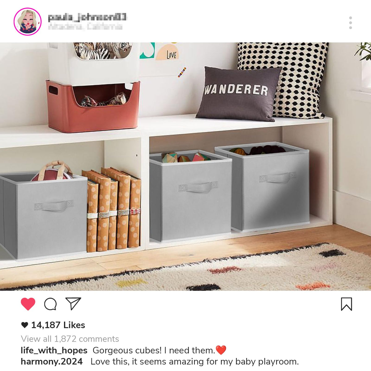 Criusia multi-use storage bins support toy, laundry, and craft organization.