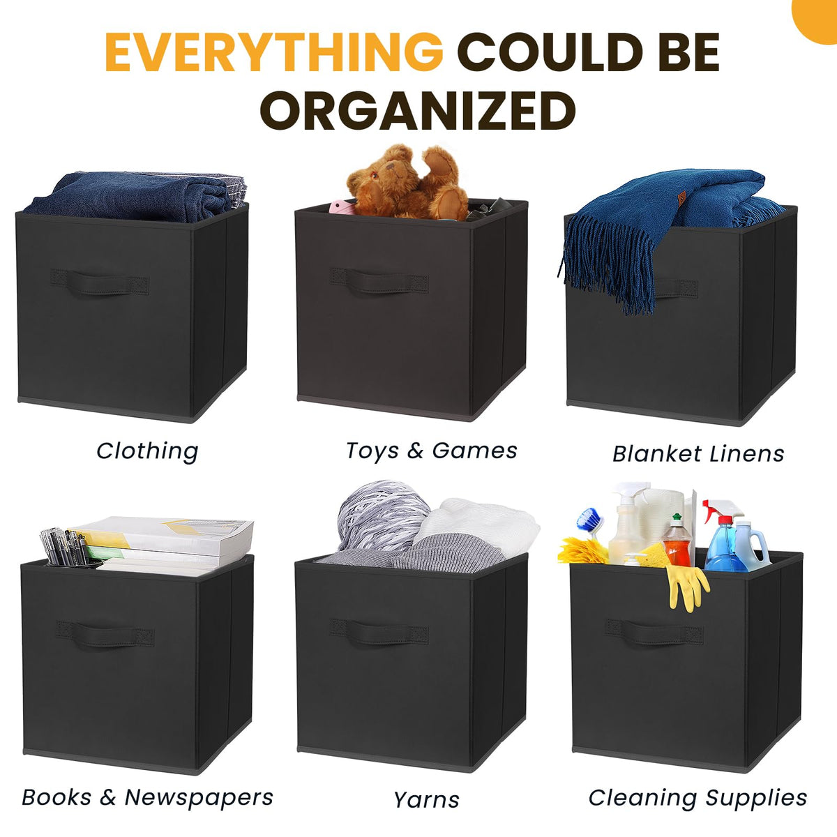 Criusia nonwoven fabric bin highlighting durable material for clothing and toys.