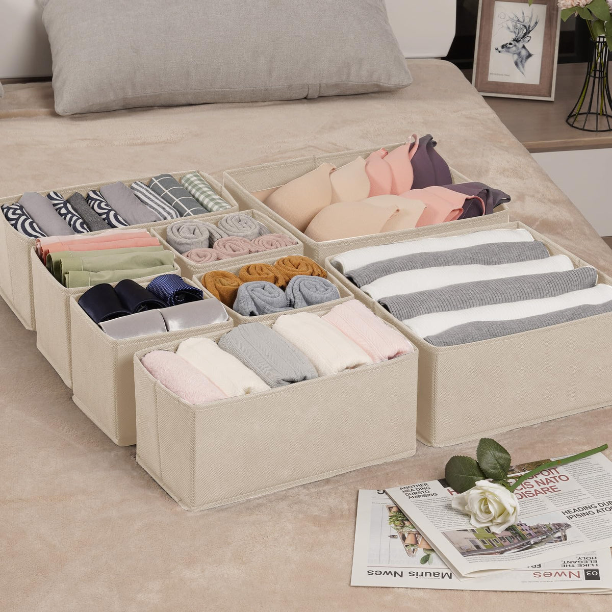 Criusia organized drawers enable quick item access and neat presentation.