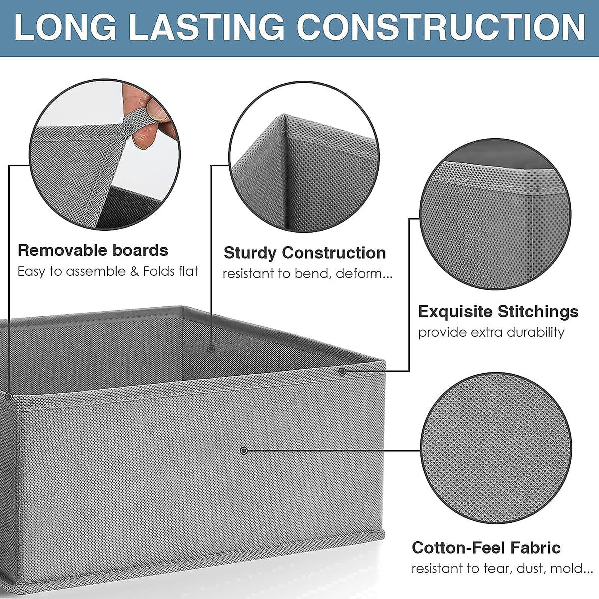 Criusia rectangle bin 11x5-5-1 fits shirts and accessories efficiently