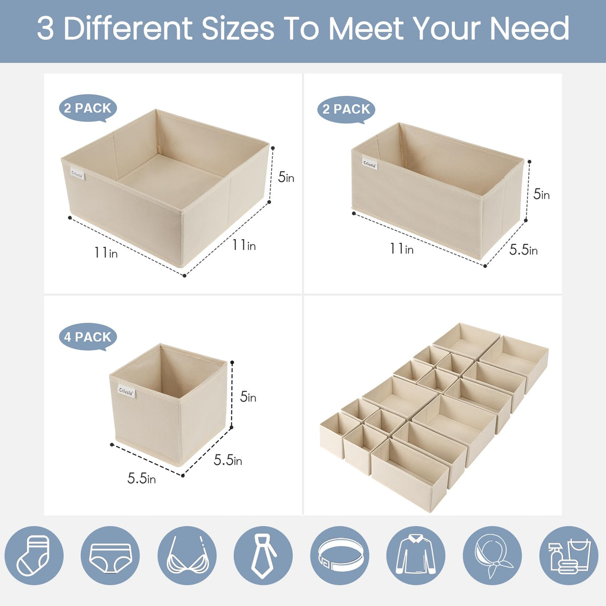 Criusia rectangle bin with cardboard backing supports long-term use.
