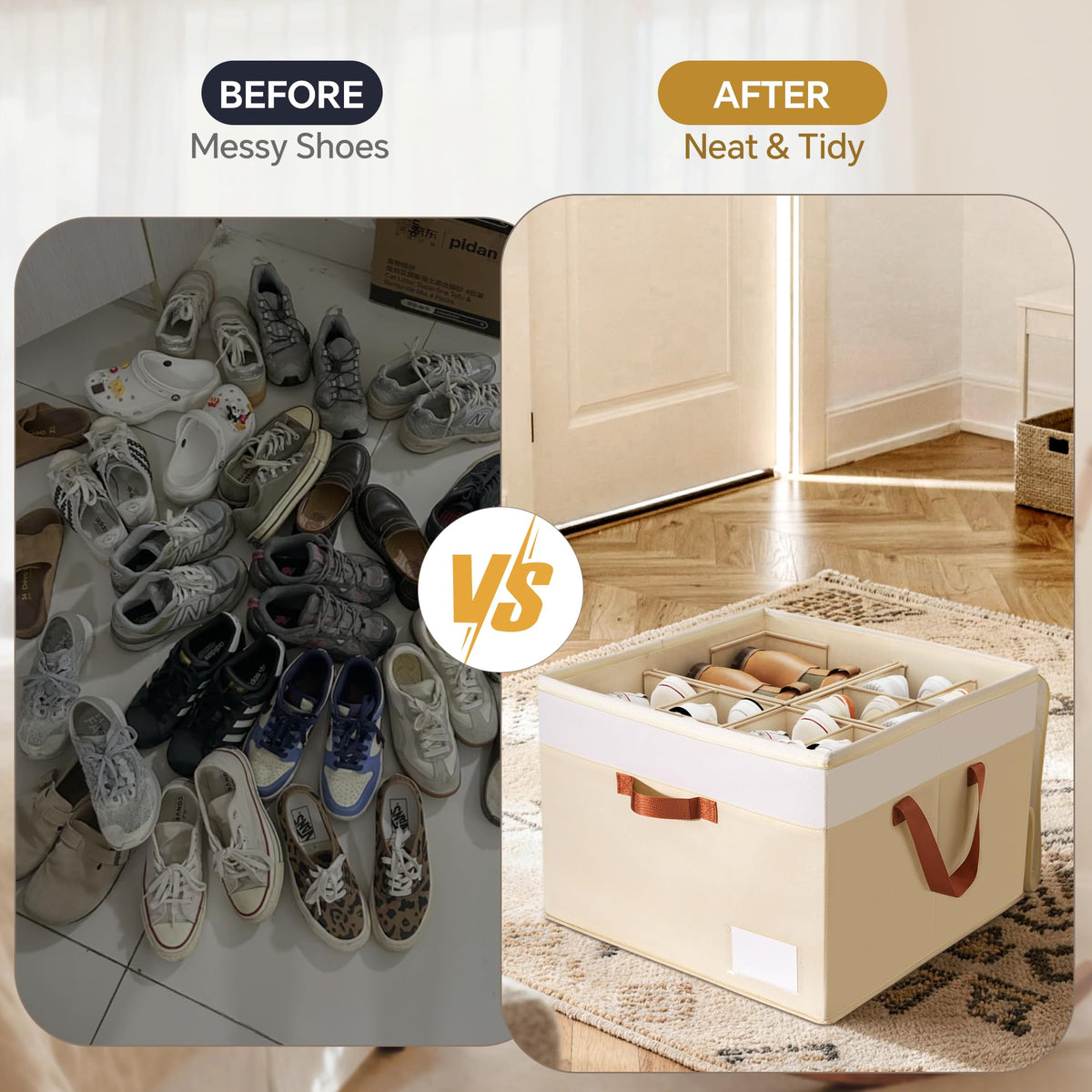 Criusia shoe organizer collapsible design shown for easy storage when not in use