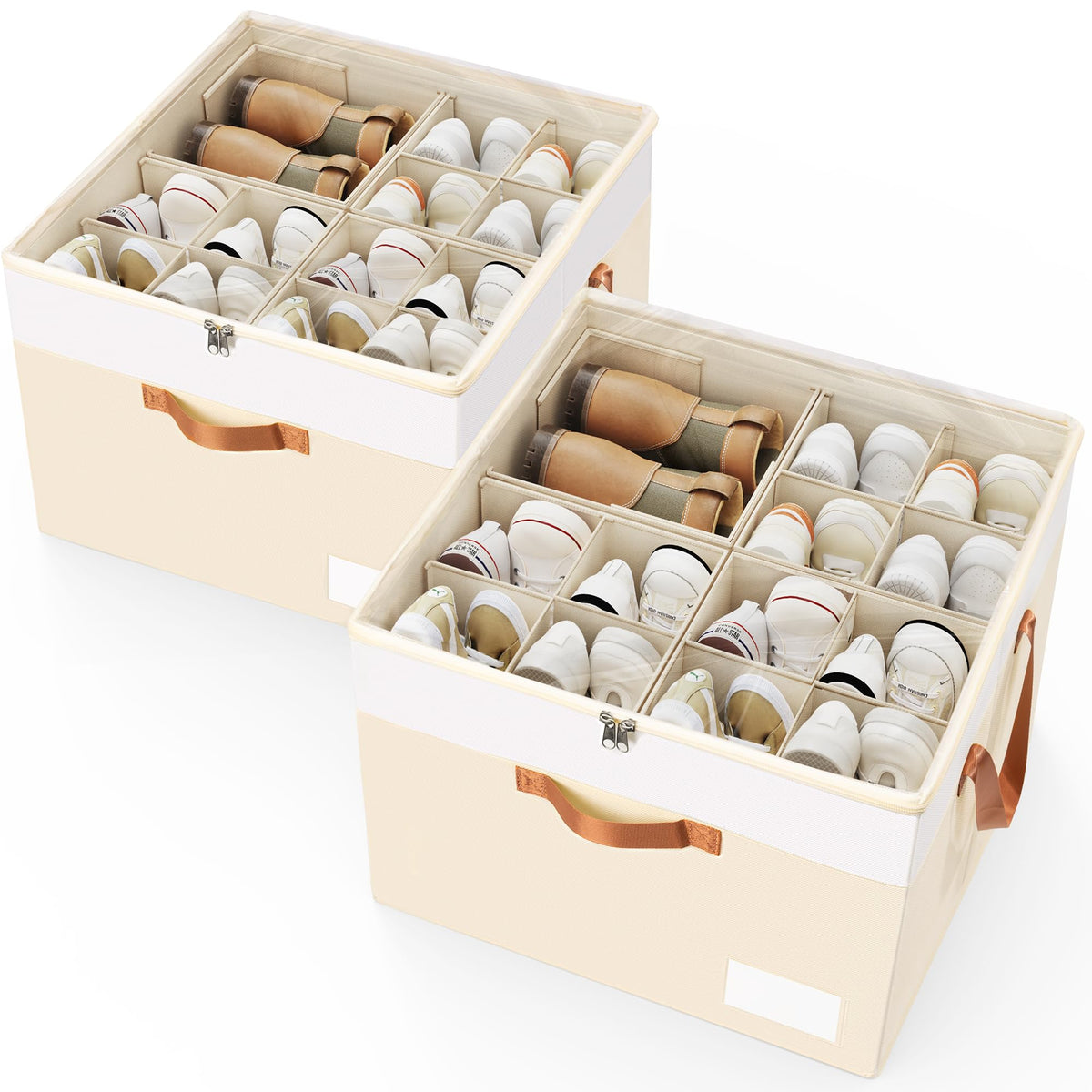 Criusia shoe organizer front view demonstrates space-saving closet solution