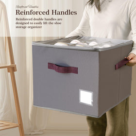 Criusia vertical storage maximizes closet space for 12-16 pairs.