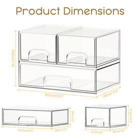 Criusia stackable drawers with crystal-clear visibility to find items instantly on a vanity.