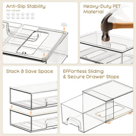 Criusia stackable drawers stay steady on slick countertops thanks to non-slip pads.