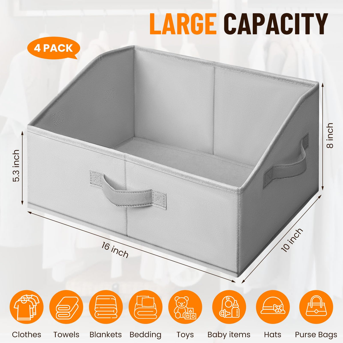 Criusia storage baskets open-front design for easy item retrieval.