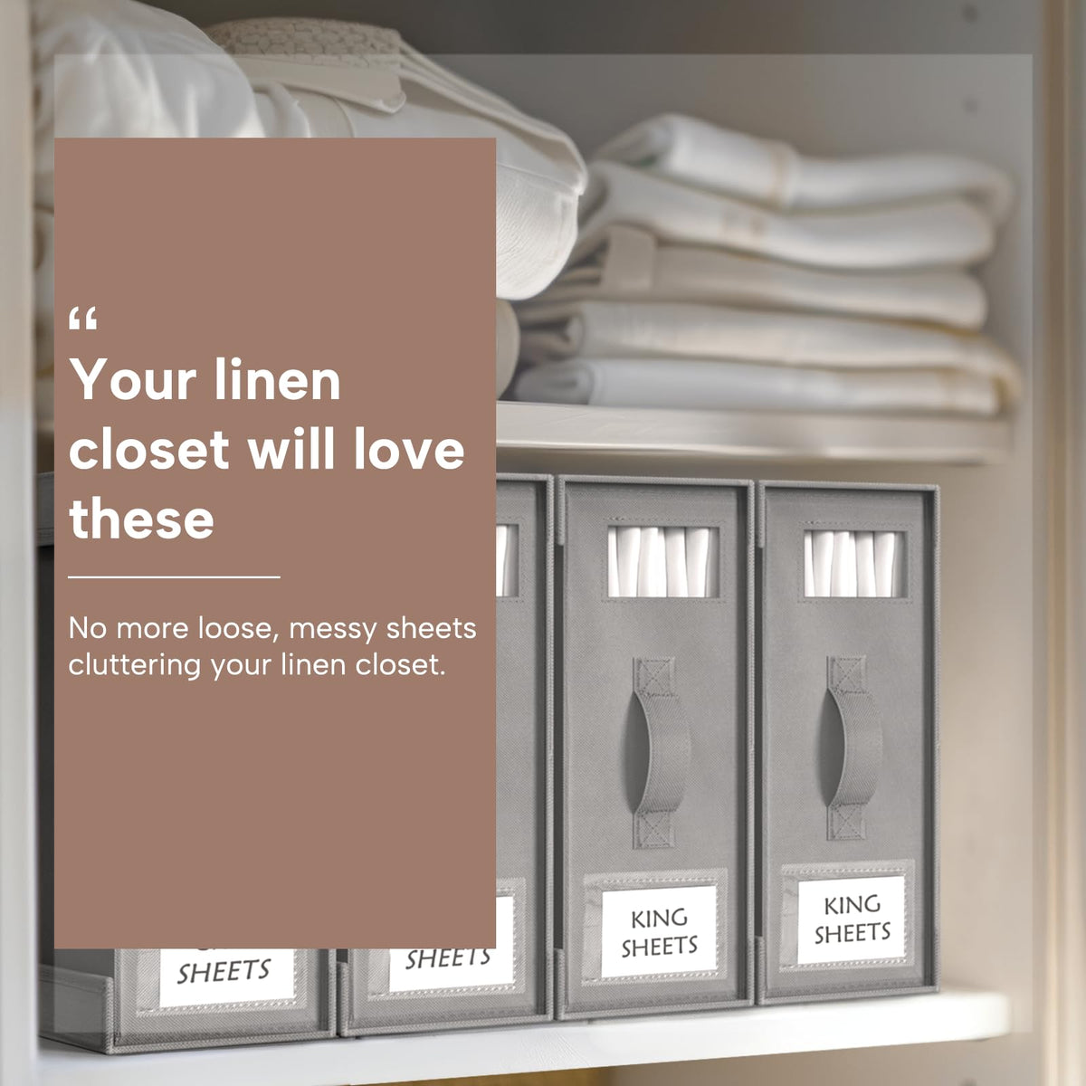 Criusia storage box shows compact dimensions, fits queen or king sets.