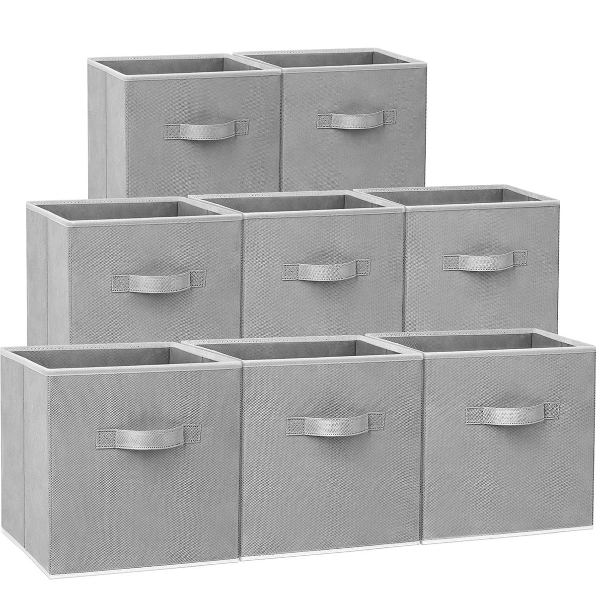 Criusia 11-inch gray storage cube front view showing sturdy shelf organization