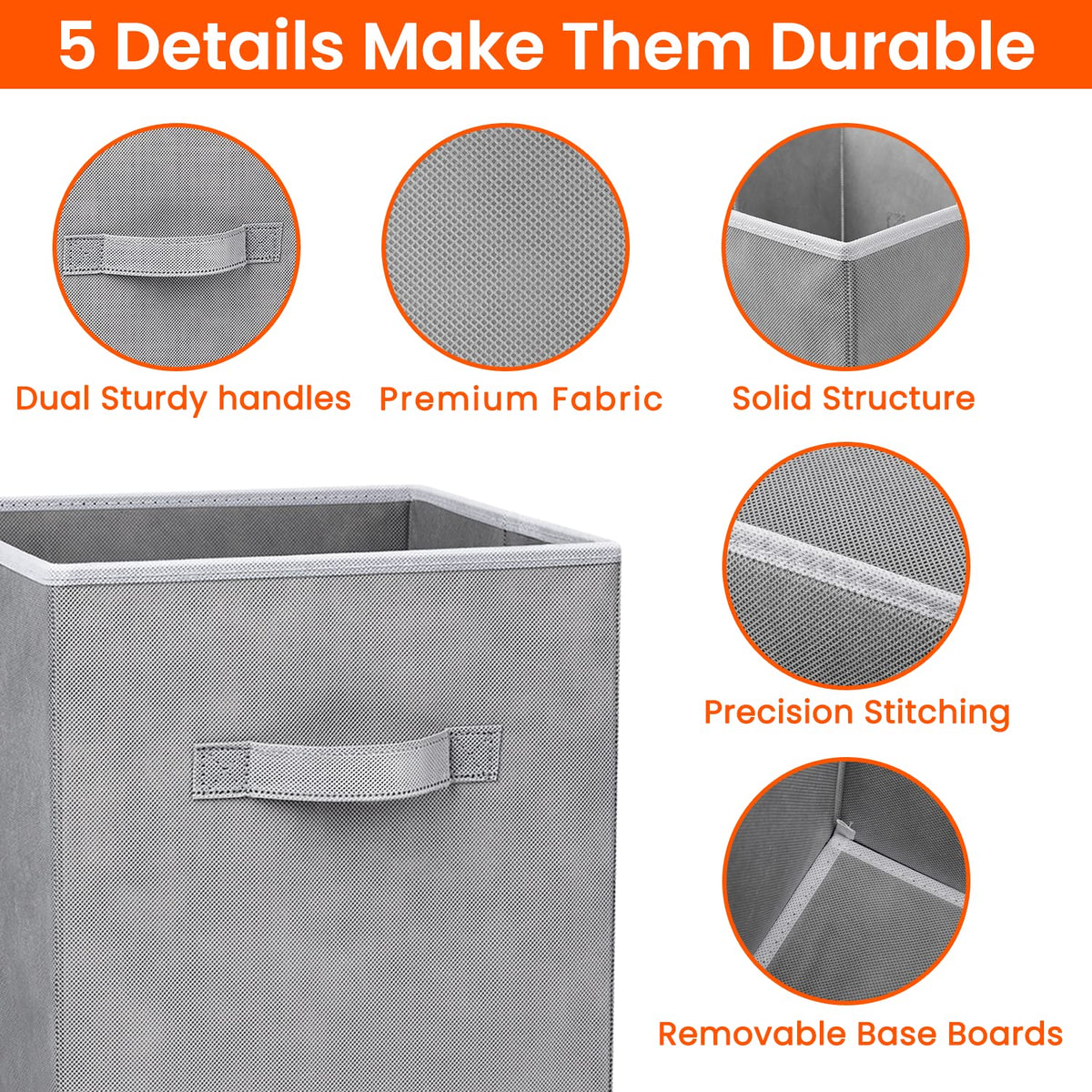 Criusia 11-inch gray bin on shelf demonstrating compact organization