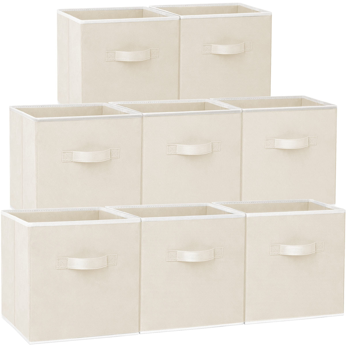 Criusia Storage Cubes on a shelf showing 11-inch heavy-duty beige bin for organized spaces