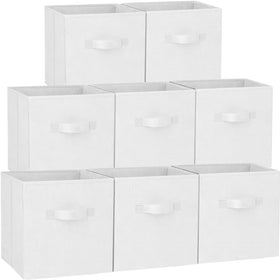 Criusia storage cubes 11-inch heavy-duty white bin for sturdy shelf organization.