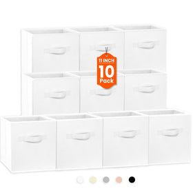 Criusia storage cubes 11-inch white bin; sturdy construction.
