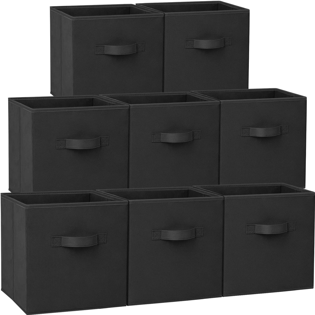 Criusia storage cubes 11in black on a shelf for neat closet organization.