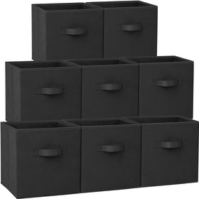 Criusia storage cubes 11in black on a shelf for neat closet organization.