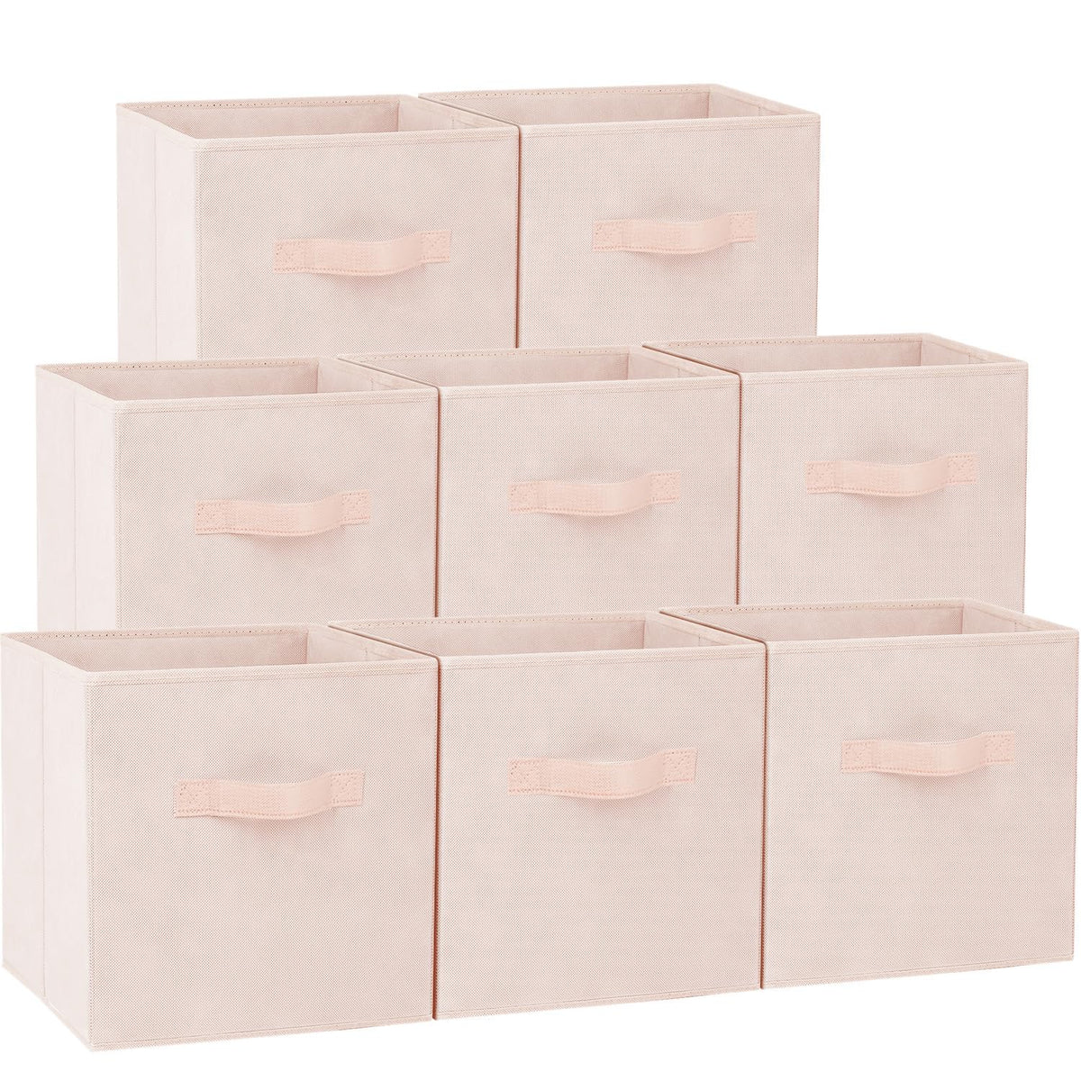Criusia Storage Cubes pink bin on a shelf for organized clothing