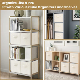 Criusia storage cubes beige collapsed folded for easy stowaway.