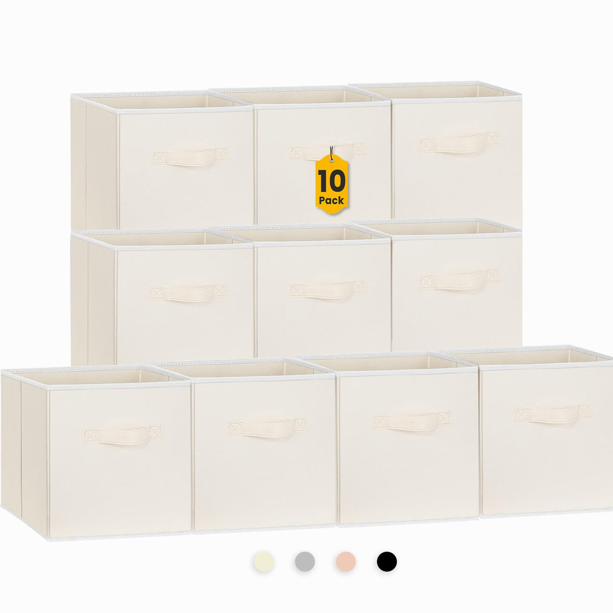Criusia storage cubes beige front view for sturdy, space-saving organization.