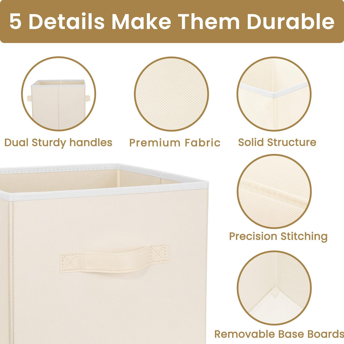 Criusia storage cubes beige open top for quick access to items.