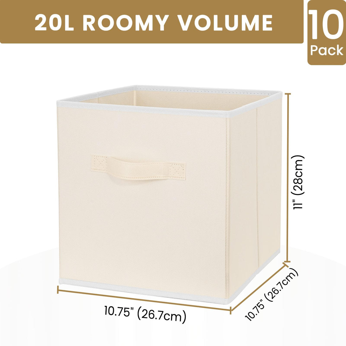 Criusia storage cubes beige side view showing compact shelf storage.