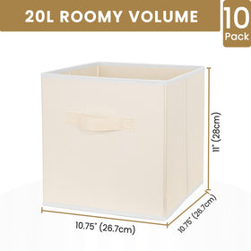 Criusia storage cubes beige side view showing compact shelf storage.