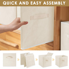 Criusia storage cubes beige with contents for closet clothing storage.