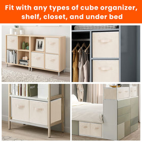 Criusia Storage Cubes in a closet shelf for neat storage of items