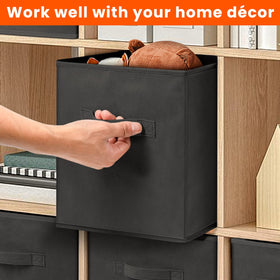 Criusia storage cubes on dorm closet shelf aiding compact organization.