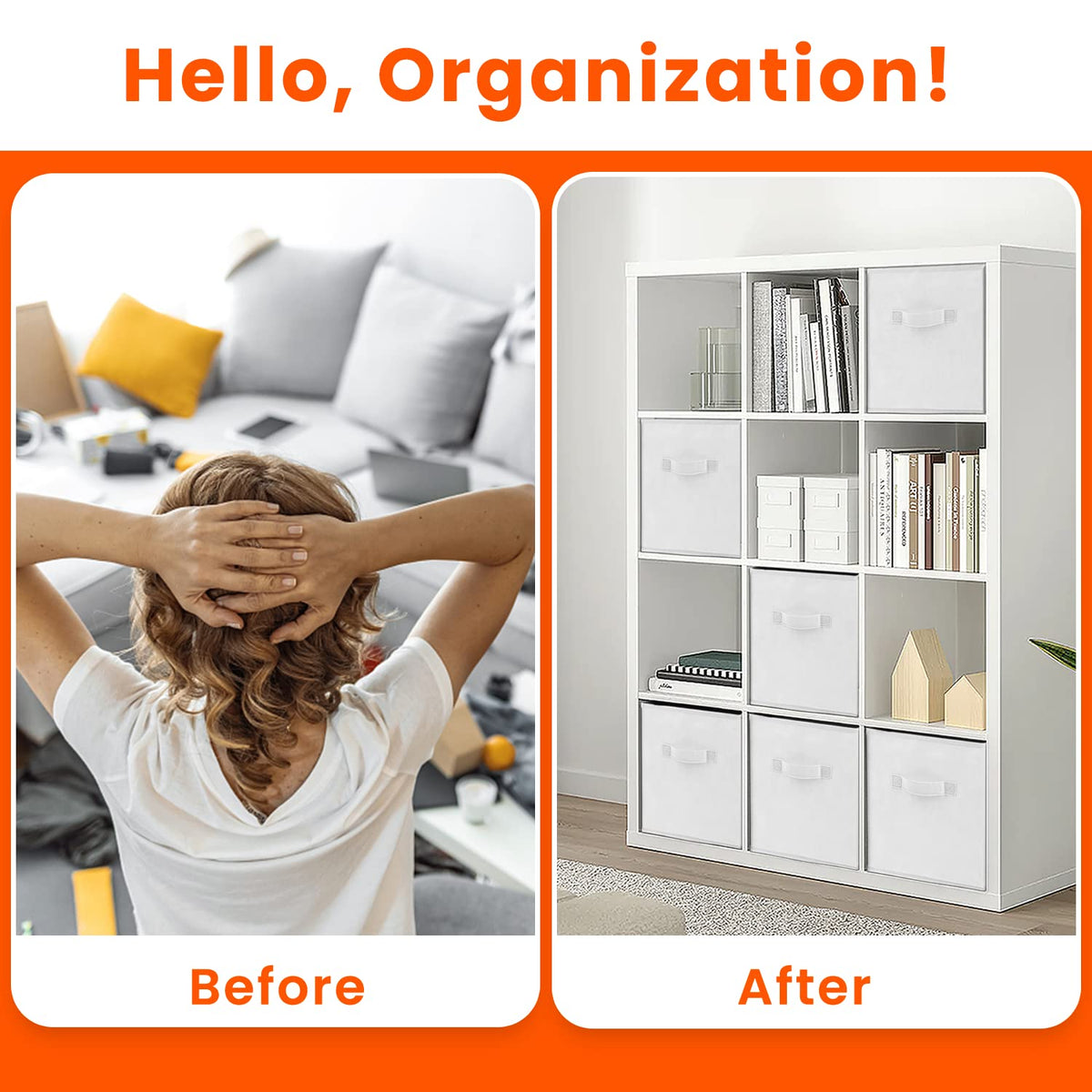 Criusia white storage cubes fit cube organizers and shelves.