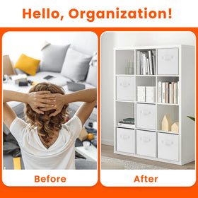 Criusia white storage cubes fit cube organizers and shelves.