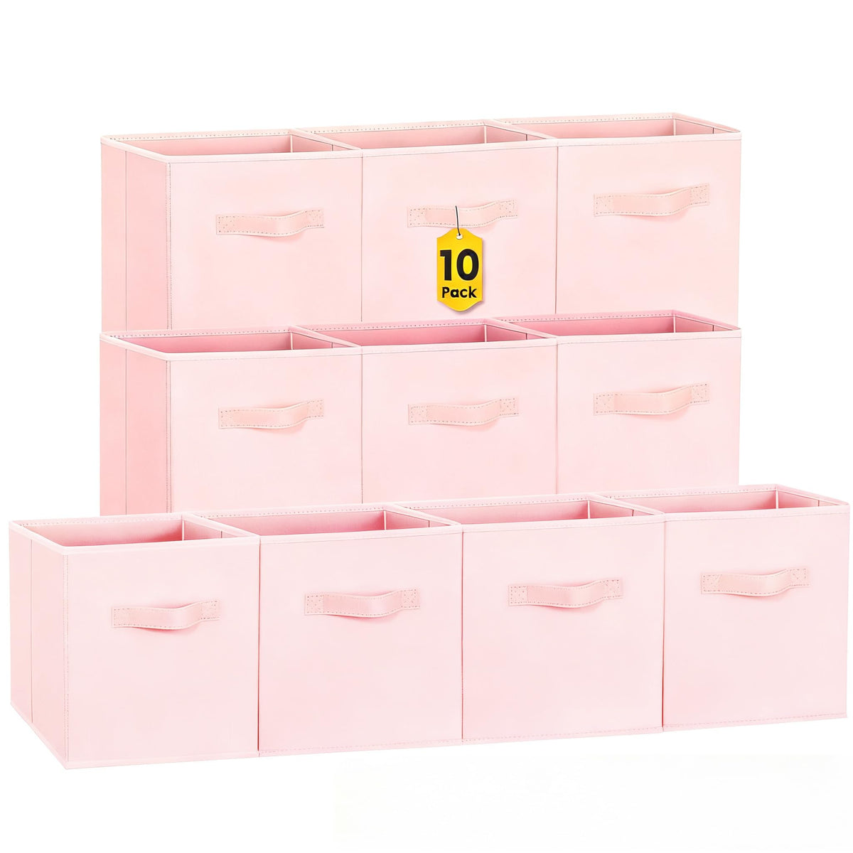 Criusia storage cubes folded pink help tidy shelves and maximize small spaces.