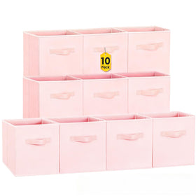 Criusia storage cubes folded pink help tidy shelves and maximize small spaces.