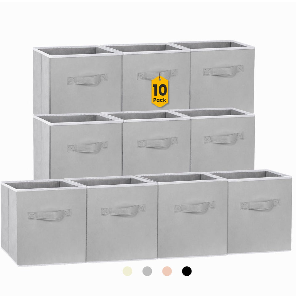 Criusia storage cubes grey durable design for tidy shelves and easy access.