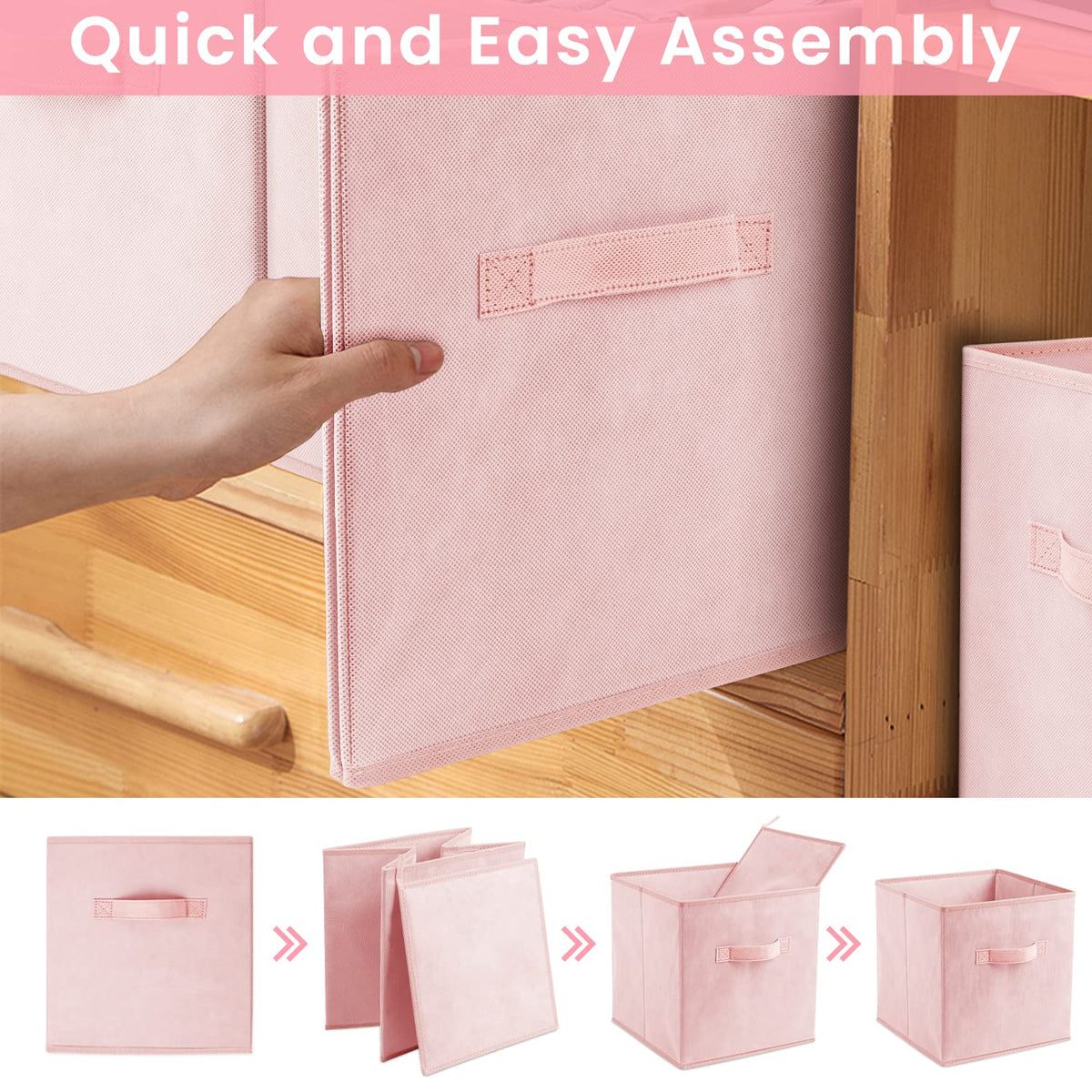 Criusia storage cubes with handles in use for easy transport