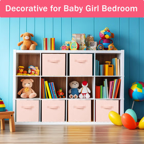Criusia storage cubes on shelf pink keep clothes neat and within reach.