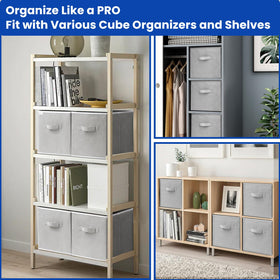 Criusia storage cubes grey reinforced side handles for quick carrying.