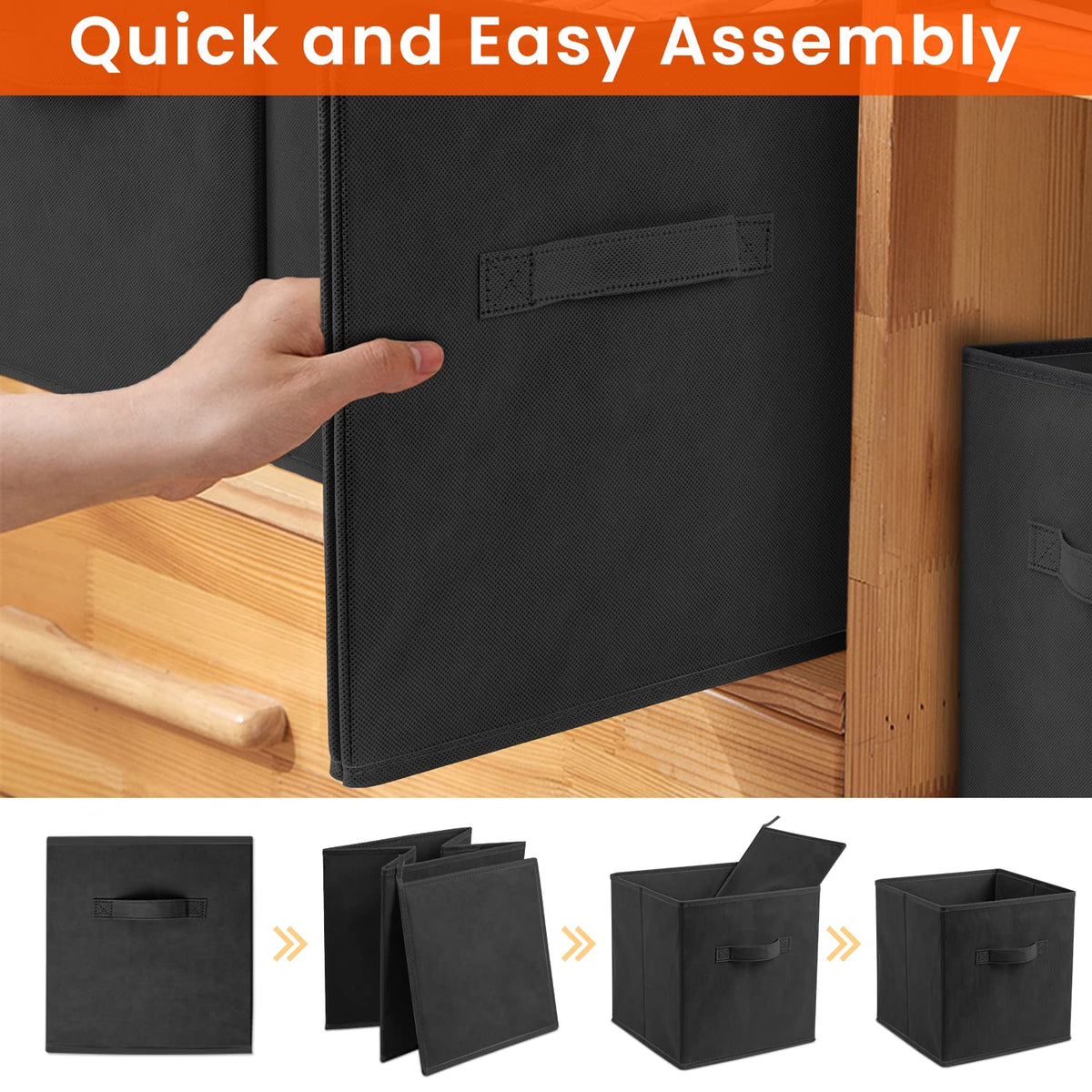 Criusia storage cubes keep toys and books neatly contained on shelves.