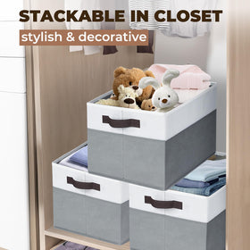 Criusia sturdy non-woven bins with dual handles for easy carrying
