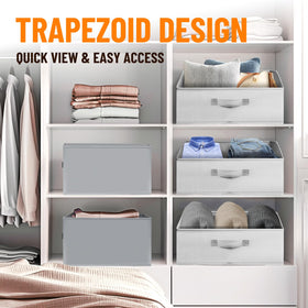 Criusia gray bins suit any decor and boost organization.