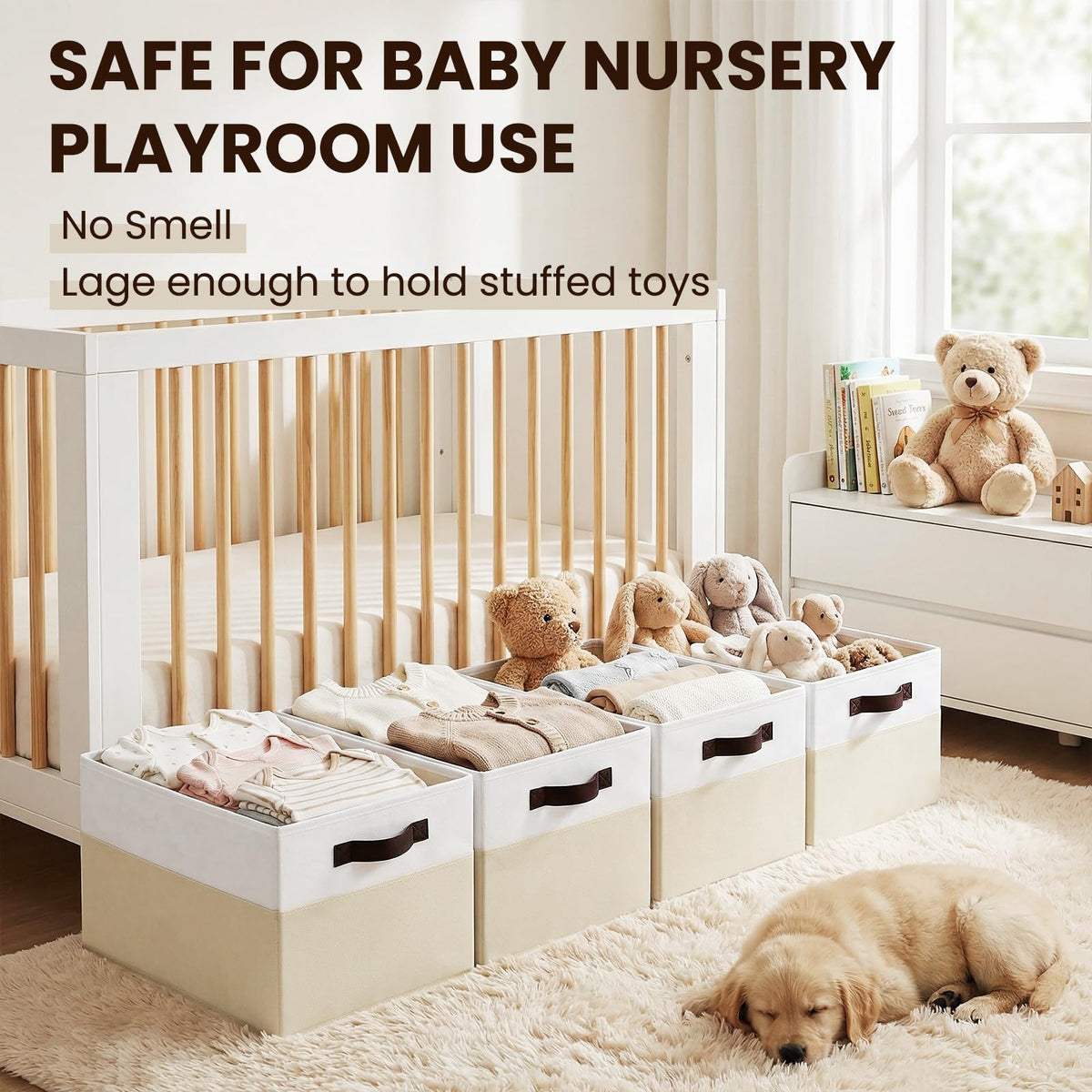 Criusia toy storage bin helps keep playroom organized and tidy.
