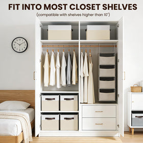 Criusia two-tone storage bins with brown handles accent room decor for nursery.