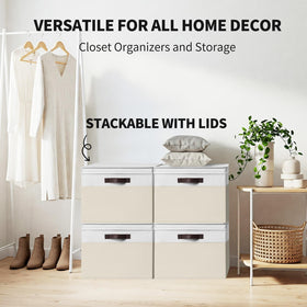 Criusia two-toned decorative storage bin blends with home decor.