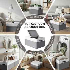Criusia two-toned decorative fabric bins add style while concealing essentials