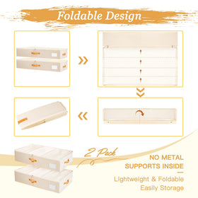 Criusia beige under-bed storage bin ready for fold-flat storage.