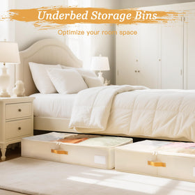Criusia under-bed bin showing reinforced side handles for multi-angle access.