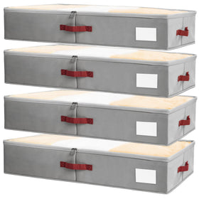 Criusia under-bed bin with clear lid front view for quick access and dust protection.